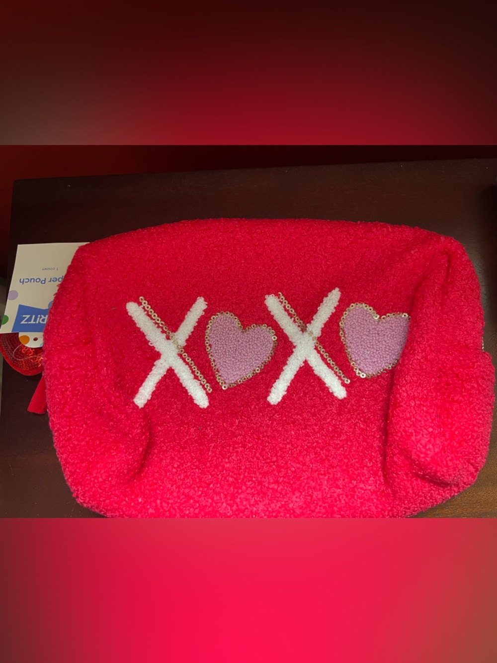NWT Spritz Hot Pink/Red XOXO Heart Zippered Pouch